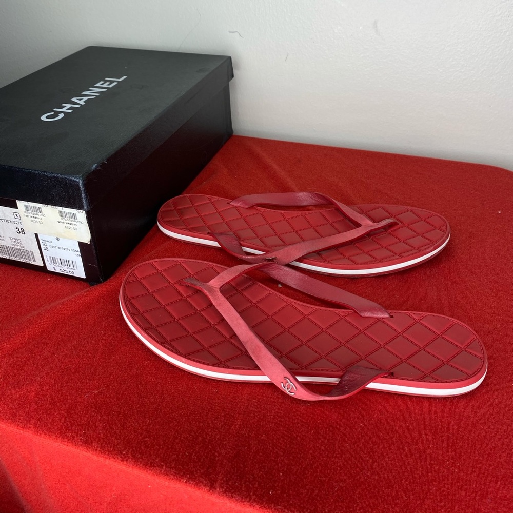 Chanel Cherry Flip Flops